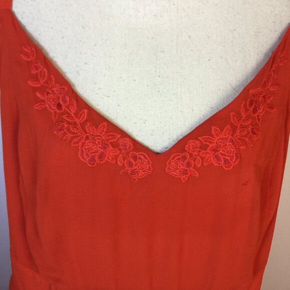 New! Torrid Maxi Tank Dress 4X Plus Orange Chiffon Embroidered Cross Back - Picture 13 of 15